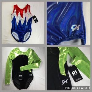 NWT GK ELITE Gymnastics Leotard 2 SetBundle sz AXS